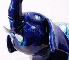 Morvay Zsuzsa (1946-): Elefánt. Kézzel festett, mázas kerámia, jelzett, hibátlan, m:36 cm