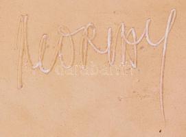 Morvay Zsuzsa (1946-): Elefánt. Kézzel festett, mázas kerámia, jelzett, hibátlan, m:36 cm