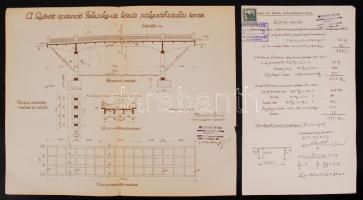 1915 Bp., A győri Teleszky úti híd terve, Melocco Péter Építkezési Vállalat, Melocco Péter sajátkezű aláírásával .