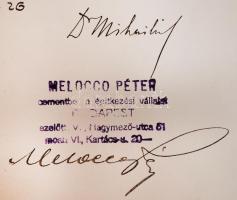 1915 Bp., A győri Teleszky úti híd terve, Melocco Péter Építkezési Vállalat, Melocco Péter sajátkezű...