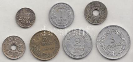 Franciaország 1912-1957. 10c-5F (7x), közte ezüst is T:vegyes
France 1912-1957. 10 Centimes - 5 Fran...