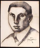 Szabó Zoltán (1929-): Férfi portré. Szén, karton, jelzett, foltos, 84×68 cm