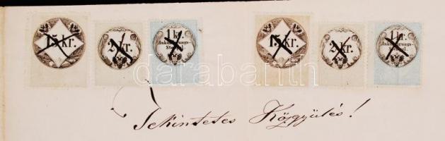 1861 Győr, Telekvásárlási kérelem Győr város közgyűléséhez okmánybélyegekkel 2 db réznyomatos 1 koro...