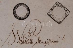 1816 Győr, Hivatalos levél Győr szabad királyi város tanácsához 15 krajcáros, valamint kontrollszign...