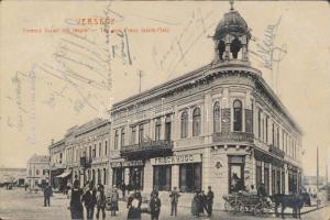 Versec, Ferenc József tér, Frisch Hugó, Johann Dimitrijevits, Josef Unger üzletei, takarékpénztár / square, shops, savings bank