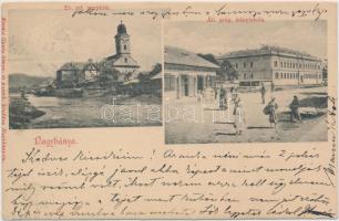 Nagybánya állami polgári leányiskola, Református templom; Kovács Gyula kiadása / girl school, calvinist church