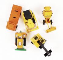 5 db Matchbox buldózerek, markoló teherautó, egyik lánctalp hiányzik