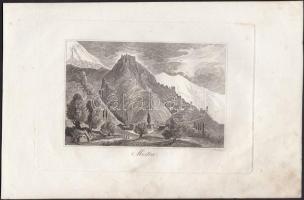cca 1800 4 db görögországi témájú rézmetszet (Mistra, Megaspileon, Zante, Ioannina), 13x8 cm