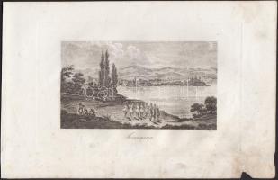 cca 1800 4 db görögországi témájú rézmetszet (Mistra, Megaspileon, Zante, Ioannina), 13x8 cm