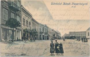 Kézdivásárhely Fő tér, Gyárfás Károly, Roth István és Jancsó Gyula üzletei; Gyárfás Károly kiadása / Main square, shops