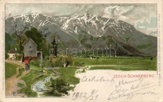 Hoch-Schneeberg 'Postkarte der K.K. Priv. Eisenbahn Wien- Aspang- u. Schneebergbahn Serie No.2' litho s: Zetsche