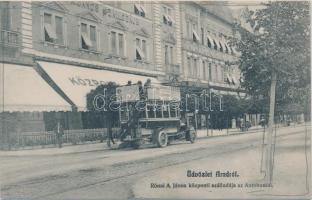 Arad Rónai A. János központi szállodája, autóbusz; Kerpel Izsó kiadása, Ruhm Ödön felvétele / Hotel Central, autobus