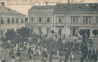 Técső, Takarékpénztár, Könyvnyomda, Dohány és Szivar Nagy Áruda / savings bank, printing house, tobacco shop (EK)