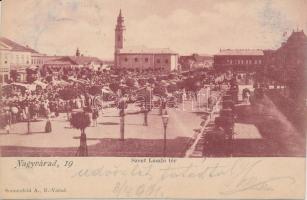 Nagyvárad Szent László tér, piac; Sonnenfeld A. kiadása / square, market