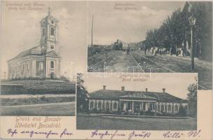 Bocsár vasútállomás, Baich palota, Görög keleti templom / railway station, Baich palace, Orthodox church