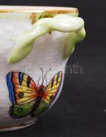 Herendi Viktória mintás fedél nélküli bonbonier, kézzel festett, jelzett, hibátlan, 6×15 cm