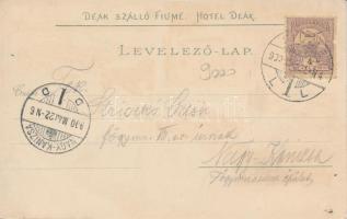 Fiume, Hotel Deák, church, floral, litho