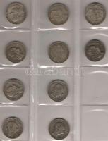 Ausztria 1857-1891. 1Fl Ag (10x), bene jobbak, mint 1857A, 1874 T:2,3 kis ph.