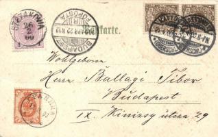 Myslowice 'Dreikaiserreichs-Ecke' German-Russian-Austrian triple border, litho