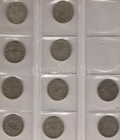 Ausztria 1857-1891. 1Fl Ag (10x), bene jobbak, mint 1857A, 1874 T:2,3 kis ph