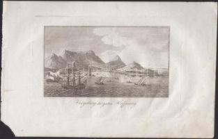 cca 1800 Afrikai témájú rézmetszetek (Jóreménység foka, Apollinopolis (Edfu), Nílus forrása), 4 db