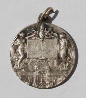 Vatikán 1925. Ag 7g kis emlékérem + zománcozott fém T:2