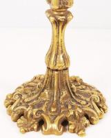 Antik háromágú, bronz gyertyatartó, több elem mozog, 36×29cm / Three branched bronze candle stick,