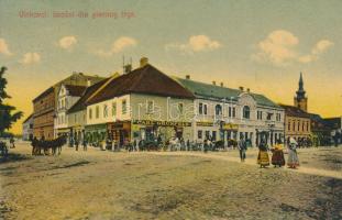 Vinkovci, Vinkovce; Main square, shops of Sigmund Franch, Carl Grünfeld, Samuel Hahn and Adolf Preisz (Rb)