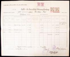 1917 Kolozsvár okirat 4x 1K városi illetékbélyeggel (100.000**)