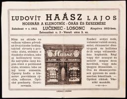 1939 Losonc Halász Lajos órás reklámos számla / watch-maker invoice