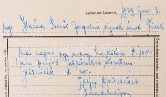 1939 Losonc Halász Lajos órás reklámos számla / watch-maker invoice
