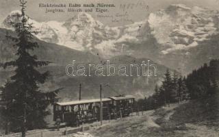 Mürren, Elektrische Bahn; Jungfrau, Mönch, Eiger / electric railway