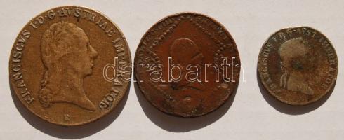 Ausztia/Magyar verdejel 1824B Tahler hamis! T:2/3 + 1834B 20Kr Ag T:3 ph. + 1807B 15Kr T:4 ph,ü.