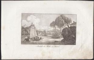 cca 1800 2 db rézmetszet Kínáról, 14x8 cm