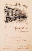 cca 1899 Bp., Hotel Pannonia szálloda színes üdvözlőlapja és a hozzá tartozó fejléces boríték