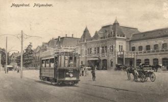 Nagyvárad vasútállomás, villamos / railway station, tram (wet damage)