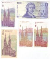 Horvátország 1991. 1D,5D,10D,25D,100D T:I + 500F,1000D T:II Csak egyszer hajtva!