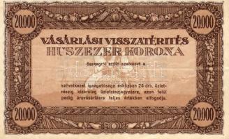 1920-as évek 20.000K vásárlási visszatérítés "...szövetkezeti üzletrész" T:II
