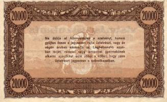 1920-as évek 20.000K vásárlási visszatérítés "...szövetkezeti üzletrész" T:II