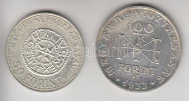 1972. 50Ft Ag + 100Ft Ag "Szt.István" pár T:BU