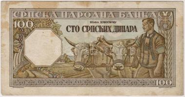 Szerbia/Német megszállás 1943. 100D T:II foltos