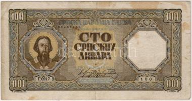 Szerbia/Német megszállás 1943. 100D T:II foltos