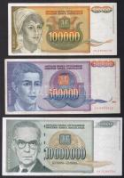 Horvátország/Krajina Szerb Köztársaság 1993. 100.000D + 500.000D + 10.000.000D + 500.000.000D + 1.000.000.000D T:II+,II