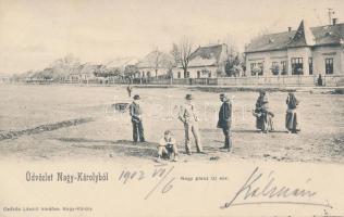 Nagykároly, Nagy piac, Új sor; Csókás László kiadása / market place