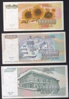 Horvátország/Krajina Szerb Köztársaság 1993. 100.000D + 500.000D + 10.000.000D + 500.000.000D + 1.00...