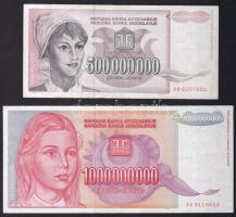Horvátország/Krajina Szerb Köztársaság 1993. 100.000D + 500.000D + 10.000.000D + 500.000.000D + 1.00...