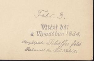 1934 Schäffer fotó: Vitézi bál a Vigadóban, feliratozva, 18x2 cm