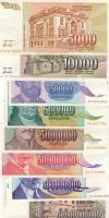 Jugoszlávia 1993. 5000D + 10000D + 50.000D + 500.000D + 5000.000D + 50.000.000D + 500.000.000D + 50....