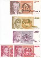 Jugoszlávia 1990. 10D (2x) egy ugrású sorszámmal! + 50D + 100D + 1000D T:I