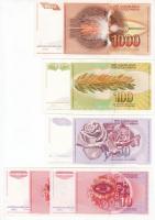 Jugoszlávia 1990. 10D (2x) egy ugrású sorszámmal! + 50D + 100D + 1000D T:I